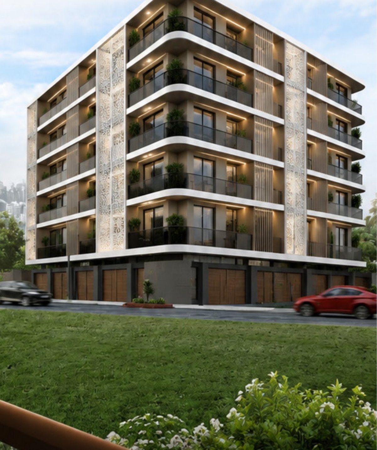 Elite Imperial Tower facade with landscaped surroundings, Greater Noida